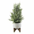 Espectaculo 20ft.H Frosted Xmas Tree in Staghead Ceramic on Wood Stand - White - 9.75in. x 9.75in. x 20in. ES2965315